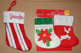 Christmas Santa Mini Stockings 7&quot; 3 Total Grandpa 91N - £3.52 GBP