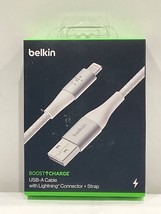 Belkin BOOSTCHARGE Braided USB to Lightning Cable + Strap 6.6 ft Open Box new - £12.18 GBP