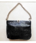 Purse Bag Handbag Whiting &amp; Davis Chain Handle Black Metal Mesh Vintage ... - £22.29 GBP