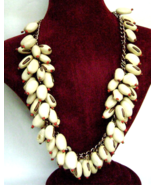   Vintage Natural Bean Red Bead Fringe Haskell Style Necklace 1940&#39;s   - £39.16 GBP