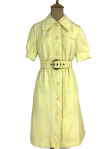 Vintage 1960s Yellow Gingham Dress Joseph Magnin De Graff Cal David Hays U4 - £58.78 GBP