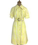 Vintage 1960s Yellow Gingham Dress Joseph Magnin De Graff Cal David Hays U4 - £59.68 GBP