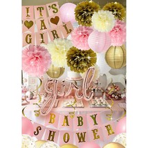 Baby Shower Decorations For Girl Pink Gold Princess It&#39;S A Girl Banner Poms Lant - £34.90 GBP