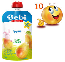 10 Pack Bebi Pouch Organic Fruit Puree Pear 90g No Sugar Free All Natural No Gmo - £15.56 GBP