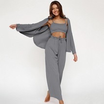 Women&#39;s Fashion Solid Color Pajamas Undershirt Three-piece Set - £46.62 GBP