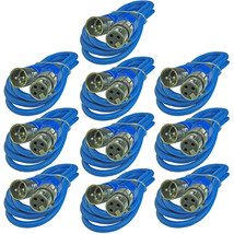 10 Pack Blue 3 Ft Foot Xlr Pin Male To Female Shielded Mic Microphone Cable Cord - £64.73 GBP