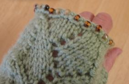 Fingerless Gloves, Wristers Knitted Beaded - $9.90