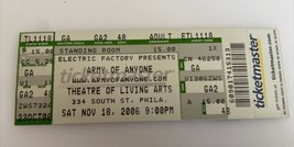 Army Of Anyone  Concert Ticket Philadelphia Electric Factory Rock Music 2006 - £14.45 GBP