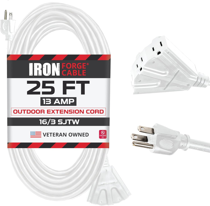 25 Ft Outdoor Extension Cord with 3 Electrical Power Outlets - 16/3 SJTW... - $60.38