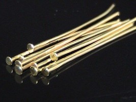 200pcs 40mm Gold Plated Head Pins Jewellery Craft Findings Beading - £5.86 GBP
