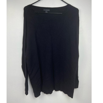 Tribal Textured Tunic Sweater Womens M Black Scoop Neck Long Sleeve Stretch - $16.20