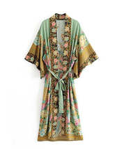 Women Kimono Vintage Floral Print Beach Cover Up Long Cardigan_ - £22.65 GBP