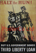 WWI Propaganda Poster (American) - Halt The Hun - Third Liberty Loan - Framed Pi - £25.47 GBP