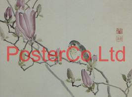 Masked Bunting and Magnolia Liliflora - Koyo (Oriental Art) - Koyo - Framed Plat - £39.98 GBP