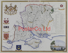 Hampshire Map - Framed Print - 11&quot;H x 14&quot;W - £25.97 GBP