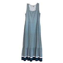 Lands End Sleeveless Geometric Floral Print Maxi Dress M 10-12 Blue Gree... - $23.82