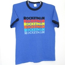 RocketMan 2019 Movie Promo Premier Elton John Blue Mens Retro Ringer Shirt Large - £40.85 GBP