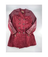 Vintage Iman Trench Coat Womens Small Red Burgundy Leather Suede Jacket - $135.23