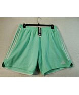 adidas Soccer Shorts Mens XL Green Fleece Pockets Logo Pull On Elastic W... - £13.81 GBP