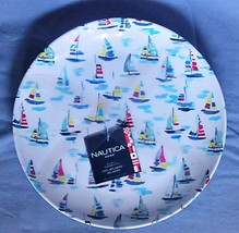 New Nautica Set of 4 Melamine Nautical Sailboat Dinner Plates Red White Blue 11&quot; - £44.97 GBP