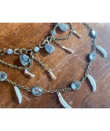 Handmade Labradorite Layered Bronze and Bone Steampunk Necklace, Real An... - $44.44