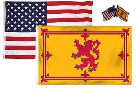 AES Wholesale Combo USA &amp; Scotland Lion Country 2x3 2&#39;x3&#39; Flag &amp; Lapel Pin Fade  - £7.34 GBP