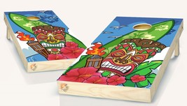  Tiki Hut Hawaiian Tropical Cornhole Board Vinyl Wrap Skin Laminated Sti... - $53.99