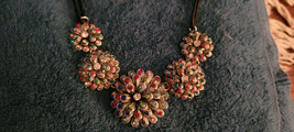New Betsey Johnson Necklace Flowers Multicolored Rhinestones Pretty Deco... - $14.99