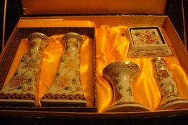 Yi Lin Art &amp; Treasures of China, Set of 5 Candle Holders New in Silk Com... - $162.67