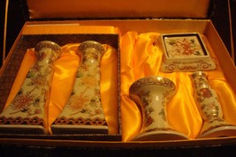 Yi Lin Art &amp; Treasures of China, Set of 5 Candle Holders New in Silk Com... - $162.67