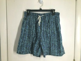 Men&#39;s Large Swim Trunks Unlined Tropical Feel Print Drawstring Elastic W... - £3.86 GBP