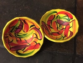 Mexican Talavera Clay Yellow Pepper Pottery Bowl Salsa Guacamole Home Decor Gift - £16.31 GBP