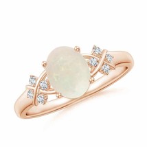 Authenticity Guarantee 
ANGARA Solitaire Oval Opal Criss Cross Ring with Diam... - £554.53 GBP