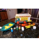 Vtg Fisher Price Little People Truck Camper Boat Motorcycle #994 INCOMPLETE - $89.95