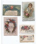 Roses Flowers 5 Victorian Trade Cards Scraps Connecticut Shoes Clothes B... - $18.79