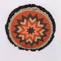 Vintage QUILTED WALL ART Handmade 15&quot;  Round Wooden  Embroidery Hoop Fra... - £27.61 GBP