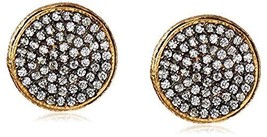 Atelier Mon Round Gold Plated Pavé Set Cubic Zirconia Studs Earrings - £11.26 GBP