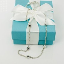 16&quot; Tiffany Barrel Bead Rolo Chain Necklace in Sterling Silver - £222.90 GBP