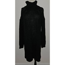 NEW John + Jenn Black Knit Sweater Dress Turtleneck Cold Shoulder Hi-Low... - $29.65