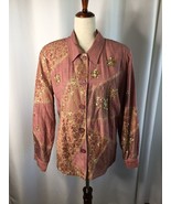 Indigo Moon women’s jacket L embroidered embellished Dusty Rose - $26.80