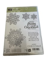 Stampin Up Acrylic Cling Stamp Set Flurry of Wishes Christmas Snowflakes Snow - $11.99
