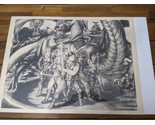 Vintage 1989 Fantasy Adventuring Party Fighting Dragon Art Print 32 1/2&quot;... - £232.32 GBP