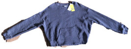 All In Motion Size XS Quilted Crew Sweatshirt Slate Blue Relaxed Fit Hip Length - £11.09 GBP