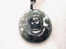 100% Natural Jade Jadeite Pendant Green Avalokitesvara Guanyin Lotus - $22.59