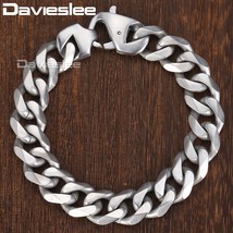 Davieslee Matte Polished Mens Bracelet Curb Cuban Link Chain 316L Stainless Stee - £20.73 GBP