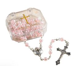 Baptism Pink Rosary, New #AB-352-R2 - $11.15 CAD
