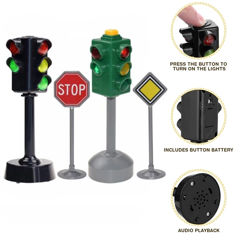 5pcs/lot Mini Traffic Signs Road Light Block with Sound LED Children Safety - £14.92 GBP