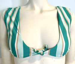 Raisins Green, White, Tan Striped Bikini Top Size S - $9.49
