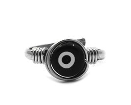 Mia Jewel Shop Mini Round Evil Eye Nazar Bead Silver Metal Stackable Adjustable  - £12.42 GBP