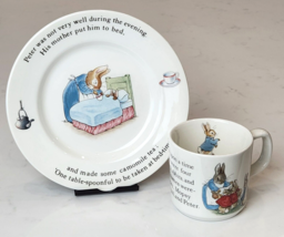 Wedgwood Beatrix Potter Peter Rabbit Child&#39;s Cup &amp; Plate Set Vintage - £9.49 GBP